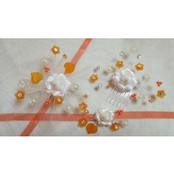 Koszorúslány szett ekrü-narancs 