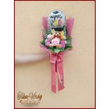 Ballagási örök csokor – lufis macis szappanrózsás egyedi ajándék