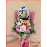 Ballagási örök csokor – lufis macis szappanrózsás egyedi ajándék