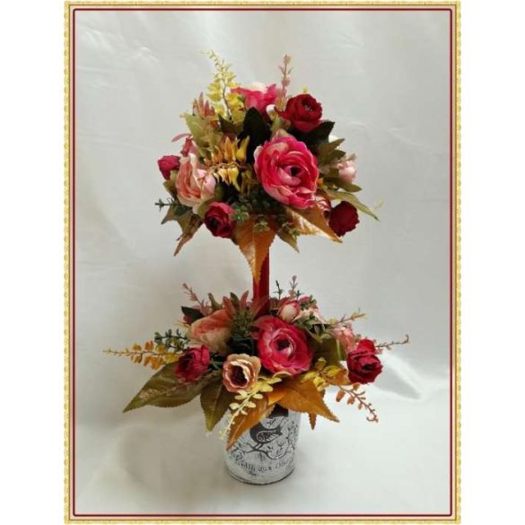 Őszi fácska vödörben örök asztaldísz, ikebana 