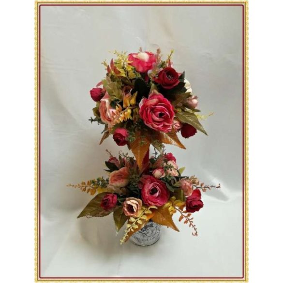 Őszi fácska vödörben örök asztaldísz, ikebana 