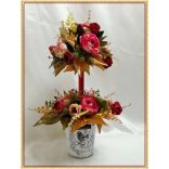 Őszi fácska vödörben örök asztaldísz, ikebana 