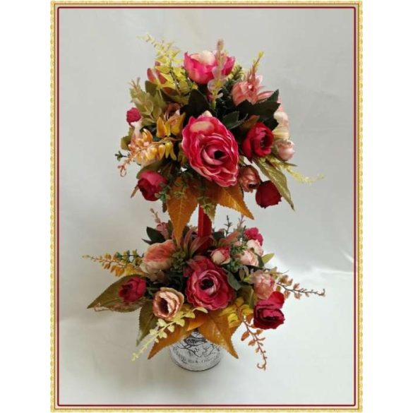 Őszi fácska vödörben örök asztaldísz, ikebana 