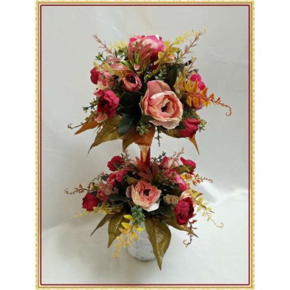 Őszi fácska vödörben örök asztaldísz, ikebana 