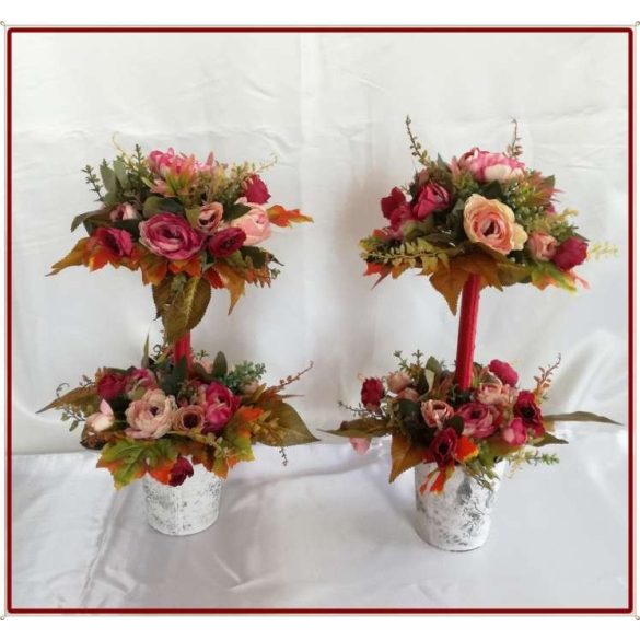 Őszi fácska vödörben örök asztaldísz, ikebana 