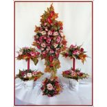 Őszi fácska vödörben örök asztaldísz, ikebana 