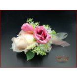 Púder-rózsaszín kitűző, bokréta 