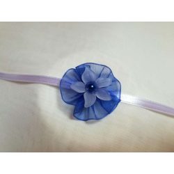 Csuklódísz vagy nyakdísz királykék-fehér 