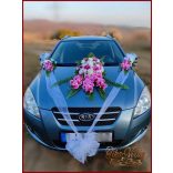 Lila orchideás- fehér rózsás örök autódísz 