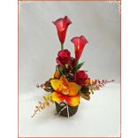 Őszi-árnyalatú ikebana, asztaldísz összeállítás 