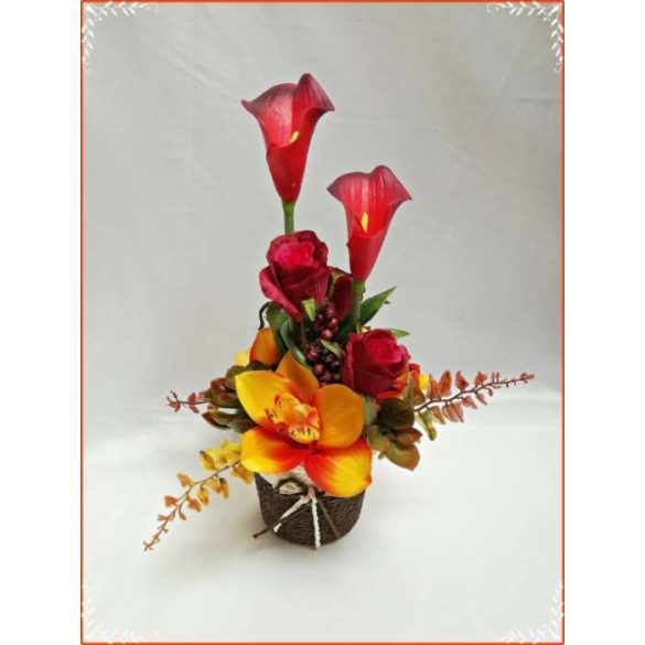 Őszi-árnyalatú ikebana, asztaldísz összeállítás 