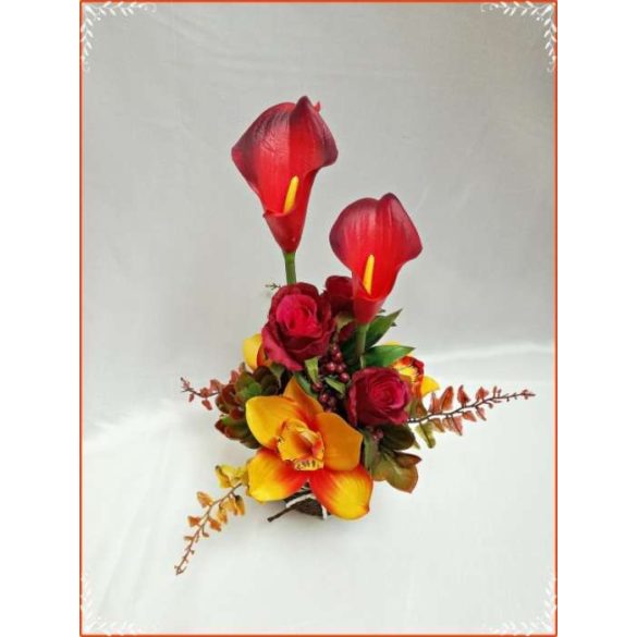 Őszi-árnyalatú ikebana, asztaldísz összeállítás 