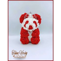 Rózsa-maci királylány piros-fehér színben 