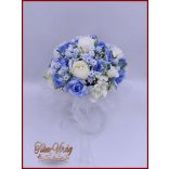 5 szál fehér rózsa - kék díszítéssel örök-csokor 