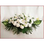 Fehér orchideás-rózsás asztaldísz 