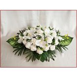 Fehér orchideás-rózsás asztaldísz 