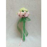 Zöld-rózsaszín dobó, koszorúslány vagy köszöntő örök-csokor 