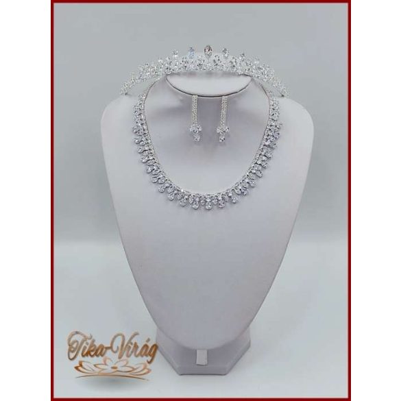 Cirkónia köves Korona + Cirkónium köves nyakék-szett variáció 154215.