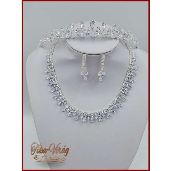 Cirkónia köves Korona + Cirkónium köves nyakék-szett variáció 154215.