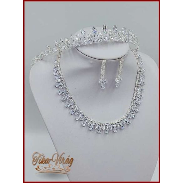 Cirkónia köves Korona + Cirkónium köves nyakék-szett variáció 154215.