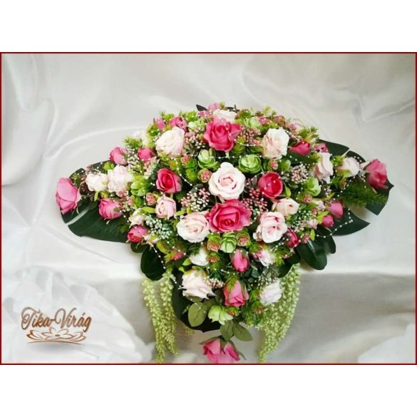 Antik-rózsaszínű-rózsákból álló örök-asztaldísz 