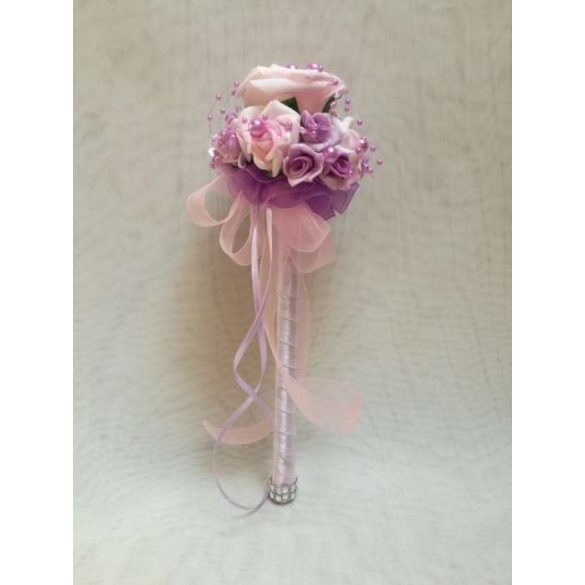 Rózsaszín-lila dobó, koszorúslány vagy köszöntő örök-csokor 