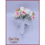 5 szálas fehér rózsa - barack rózsával díszített örök-csokor 