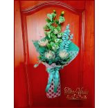 Különleges zöld orchideás örök-csokor 