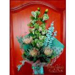 Különleges zöld orchideás örök-csokor 