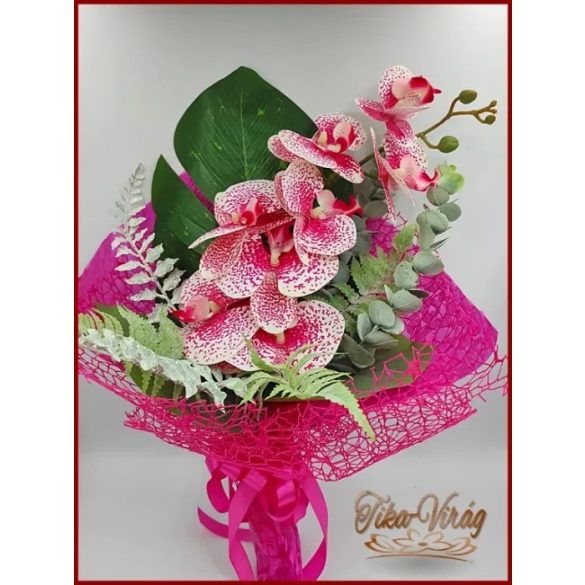 Pink orchideás örök-csokor 