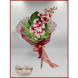 Bordó orchideás örök-csokor 