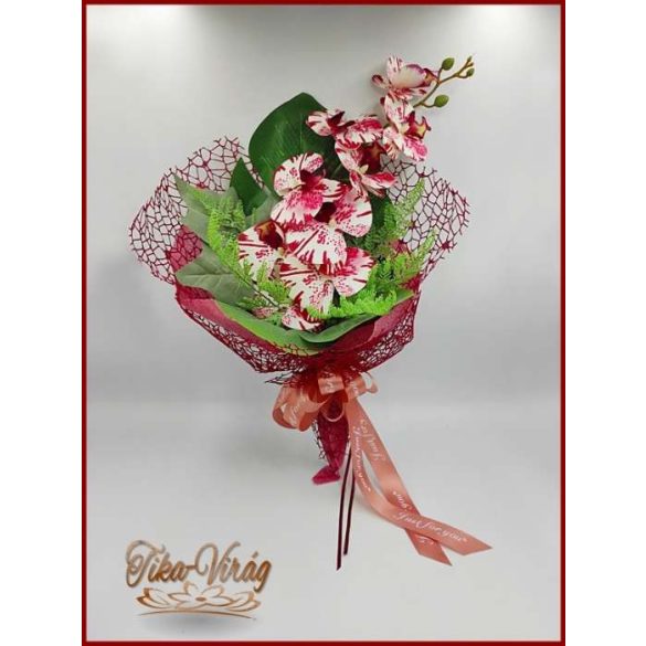Bordó orchideás örök-csokor 