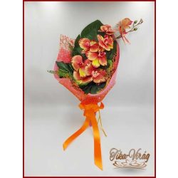 Narancs orchideás örök-csokor 