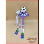 Ovis ballagási örök csokor fiúknak – lila focilabdás egyedi ajándék