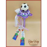 Ovis ballagási örök csokor fiúknak – lila focilabdás egyedi ajándék