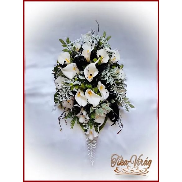 Fehér kálás sírdísz 