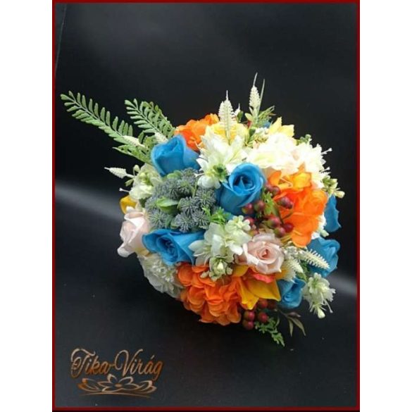 Kék rózsás vegyes csokor 