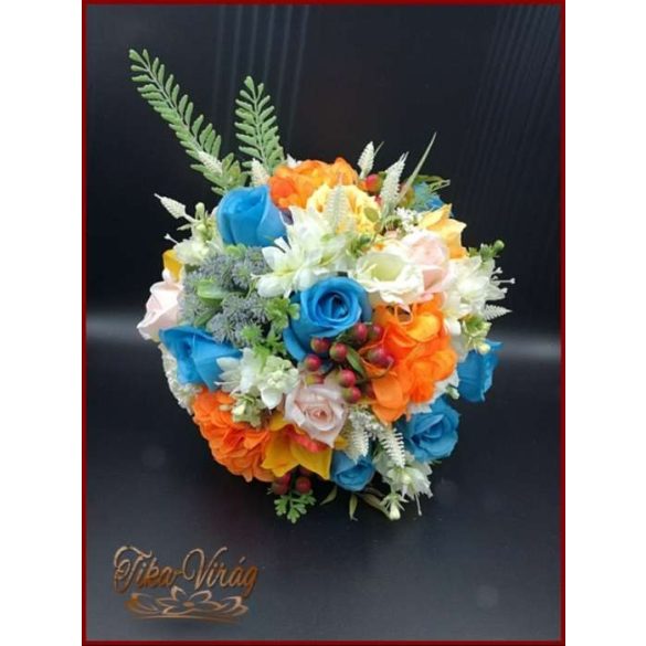 Kék rózsás vegyes csokor 