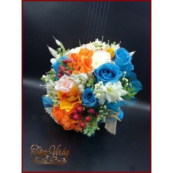 Kék rózsás vegyes csokor 