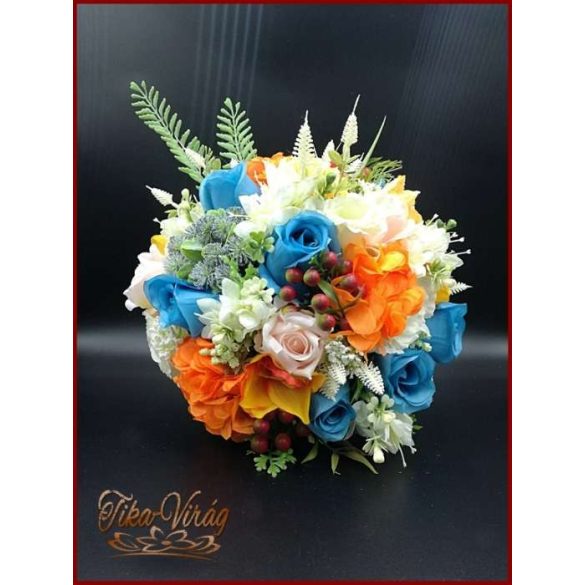 Kék rózsás vegyes csokor 