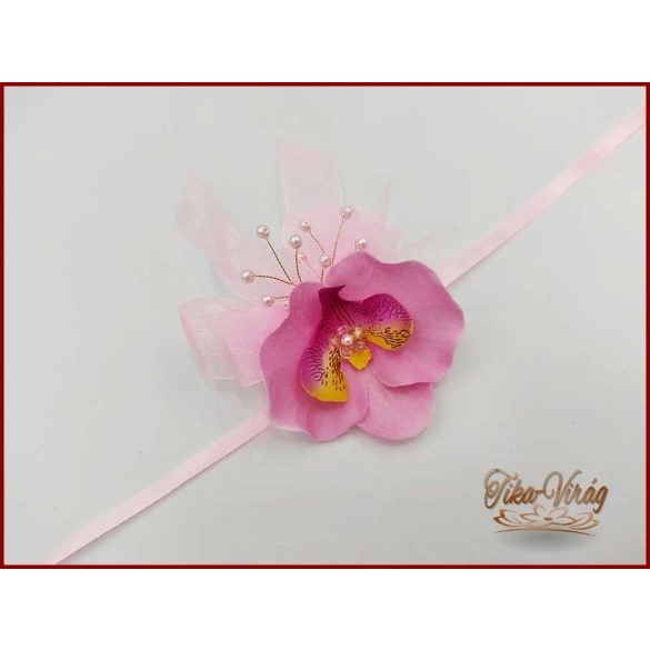 Rózsaszín orchideás csuklódísz 