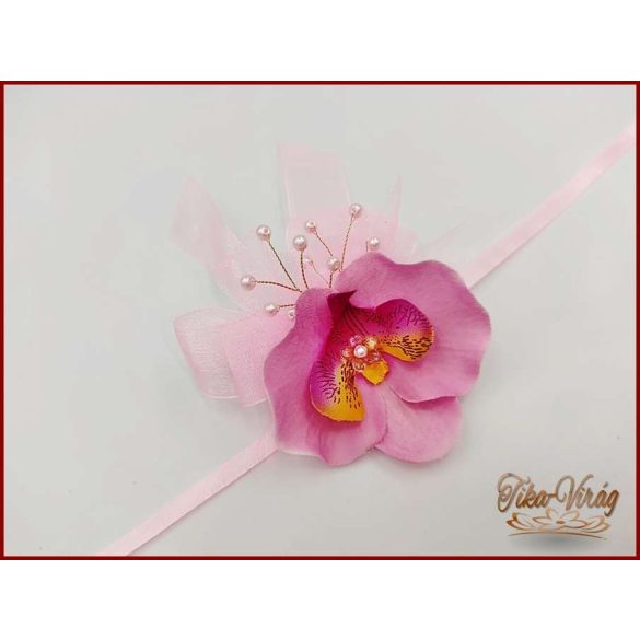Rózsaszín orchideás csuklódísz 