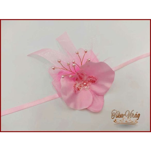 Rózsaszín orchideás csuklódísz 