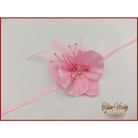 Rózsaszín orchideás csuklódísz 