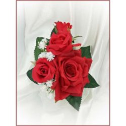 Piros rózsás kitűző, bokréta 