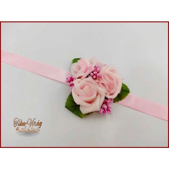Rózsaszín rózsás csuklódísz 