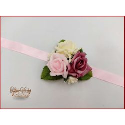 Mályva-rózsaszín-ekrü színű csuklódísz 