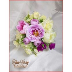 Lila-ekrü koszorú-, dobó-, örök-csokor 