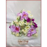 Lila-ekrü koszorú-, dobó-, örök-csokor 