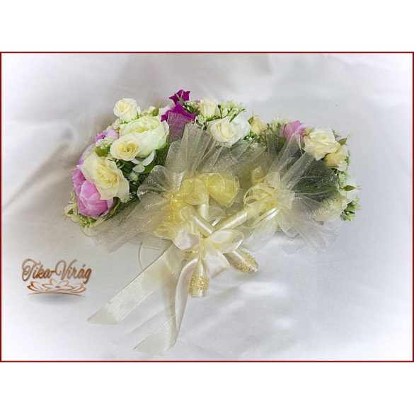 Lila-ekrü koszorú-, dobó-, örök-csokor 